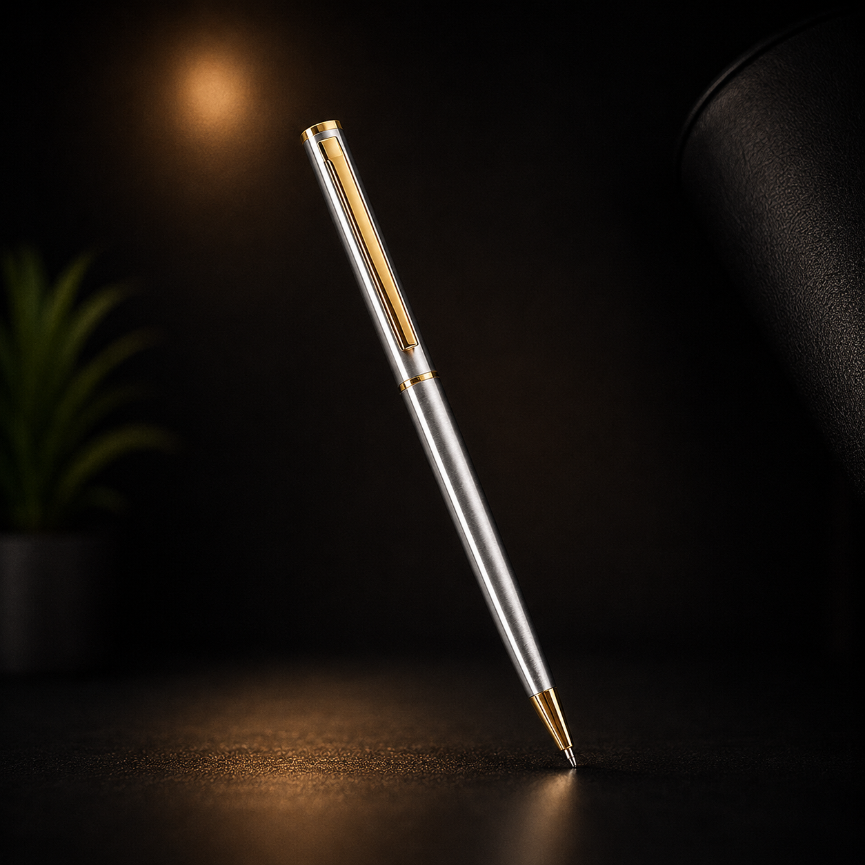 Ручка шариковая серебро с золотом